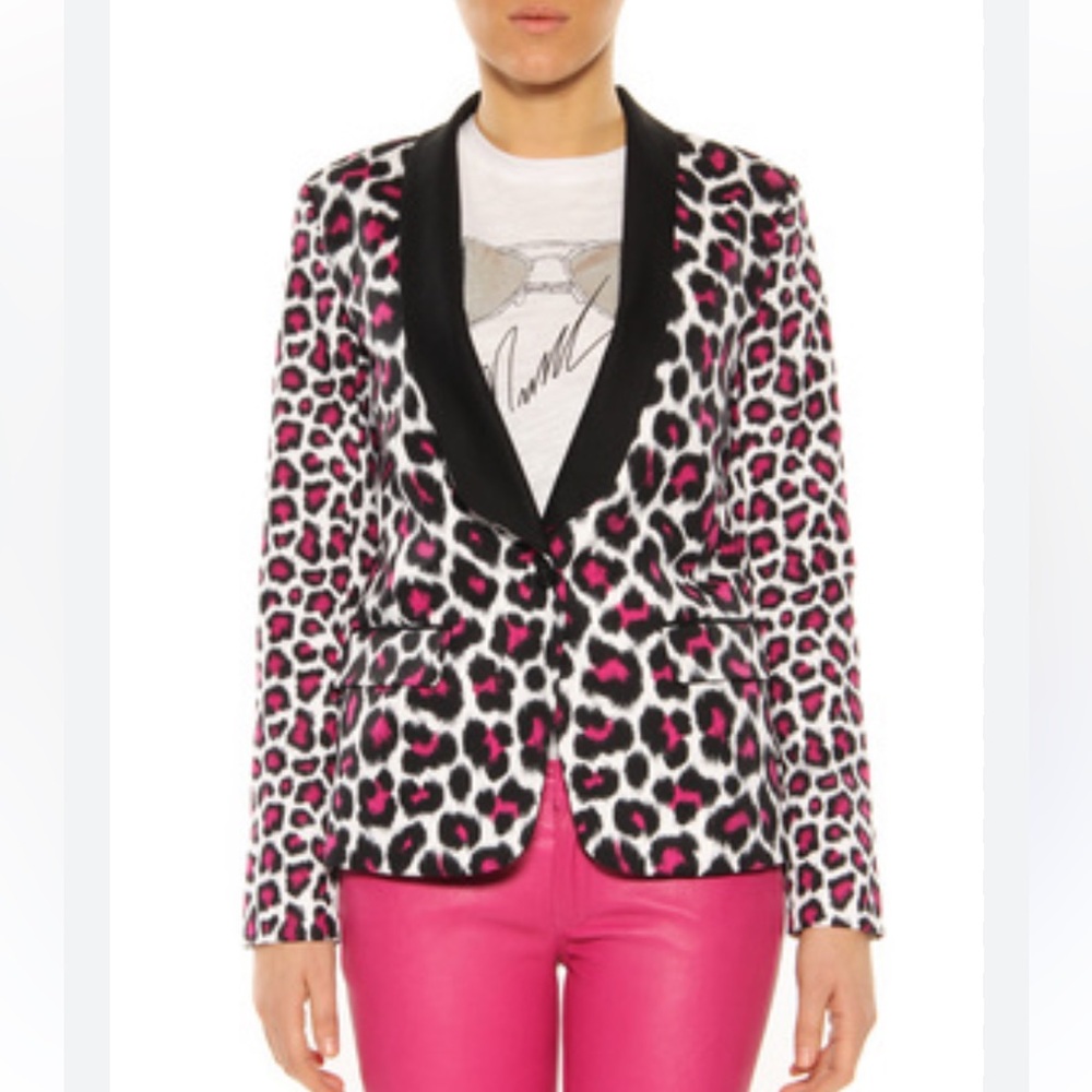 Michael Kors pink leopard print suit (tuxedo jacket &‎ pants) NWOT size 6/8